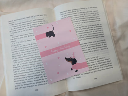 Carte d'anniversaire Teckel - Chien saucisse ♥
