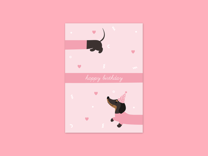 Carte d'anniversaire Teckel - Chien saucisse ♥