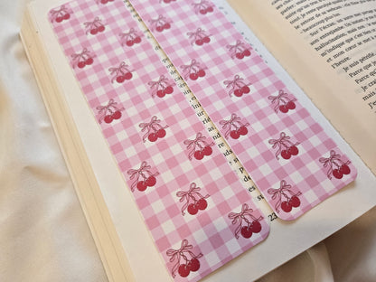 Marque-page Vichy ♥ Cerises & Nœuds
