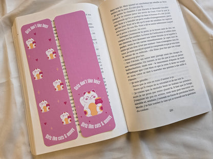 Marque-pages Girls don’t like boys, girls like cats and money ♥