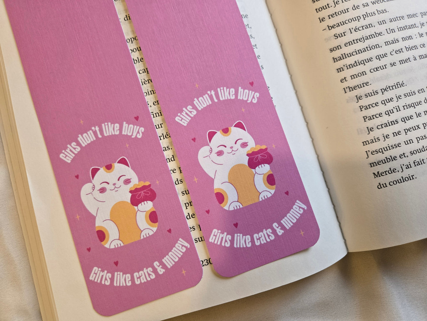 Marque-pages Girls don’t like boys, girls like cats and money ♥